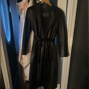 Vintage long leather jacket